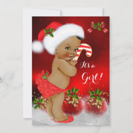 Niedlich Red White Christmas Baby Shower Girl Ethn Einladung
