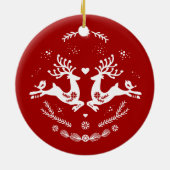 Niedlich Red White First Christmas Deer in Liebe Keramik Ornament (Hinten)