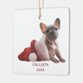 Niedlich Red White French Bulldog Weihnachtsmannmü Keramikornament (Links)