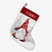Niedlich Red White Gnome Individuelle Name Kleiner Weihnachtsstrumpf (Vorderansicht (hängend))