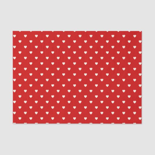 Niedlich Red White Heart Polka Dots Valentinstag Seidenpapier (Vorderseite)