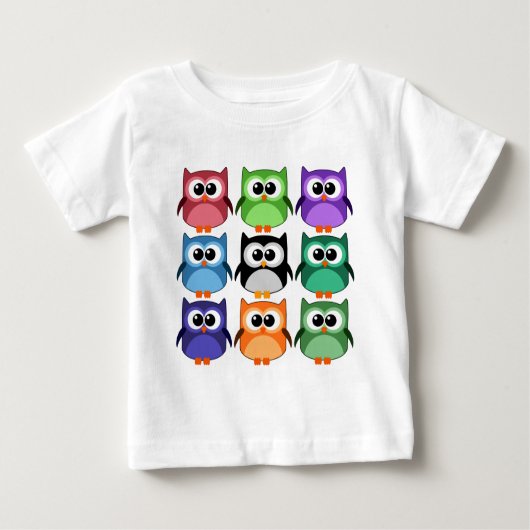 Niedlich! - Regenbogen der bunten Eulen Baby T-shirt (Vorderseite)