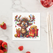 Niedlich Reindeer Cocktail Napkin Serviette (Beispiel)