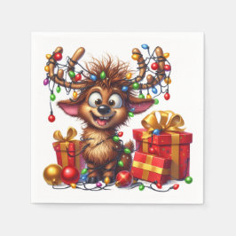 Niedlich Reindeer Cocktail Napkin Serviette