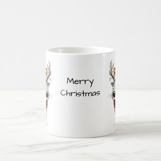 Niedlich Reindeer Frohe Weihnachten Kaffeetasse (Mittel)
