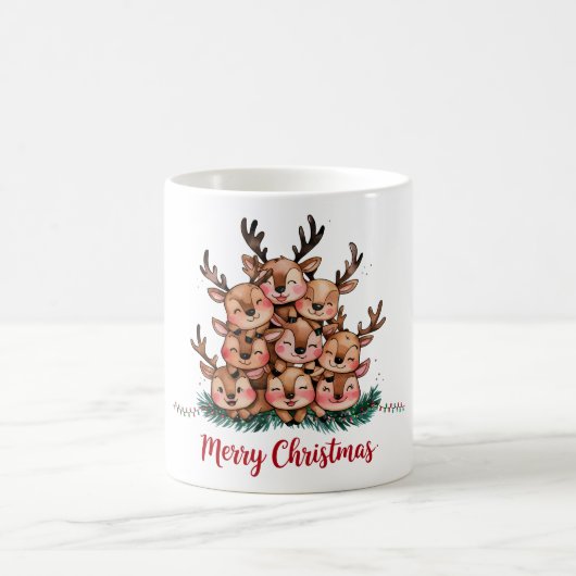Niedlich Reindeer Frohe Weihnachten Kaffeetasse (Mittel)