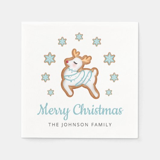 Niedlich Reindeer Frohe Weihnachten Serviette (Vorderseite)