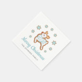 Niedlich Reindeer Frohe Weihnachten Serviette (Ecke)