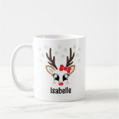 Niedlich Reindeer Girl Red Bow Individuelle Name W Kaffeetasse (Links)