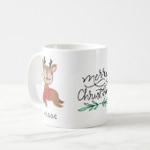 Niedlich Reindeer Girly Personalisiert Name Weihna Kaffeetasse (Vorderseite Links)