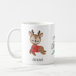 Niedlich Reindeer Girly Personalisiert Name Weihna Kaffeetasse