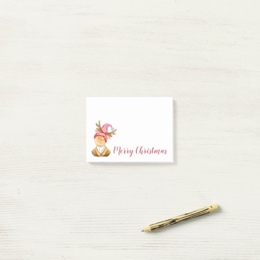Niedlich Reindeer Gnome Frohe Weihnachten Post-it Klebezettel (Auf Schreibtisch)
