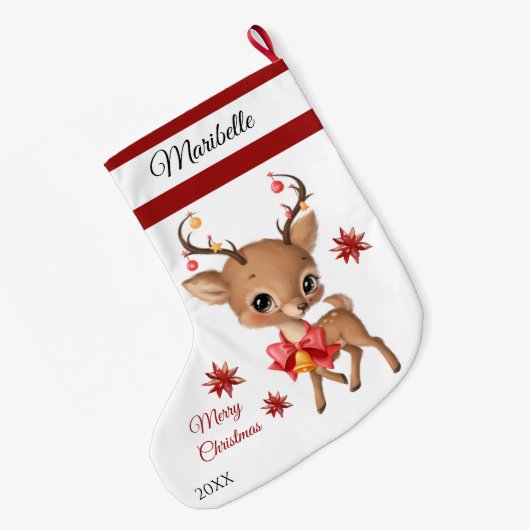 Niedlich Reindeer Grosser Weihnachtsmann Strumpf Großer Weihnachtsstrumpf (Rückseite (Hängend))