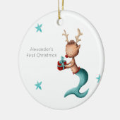 Niedlich Reindeer Mermaid First Christmas Whimsica Keramik Ornament (Links)