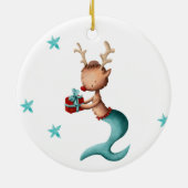 Niedlich Reindeer Mermaid First Christmas Whimsica Keramik Ornament (Hinten)