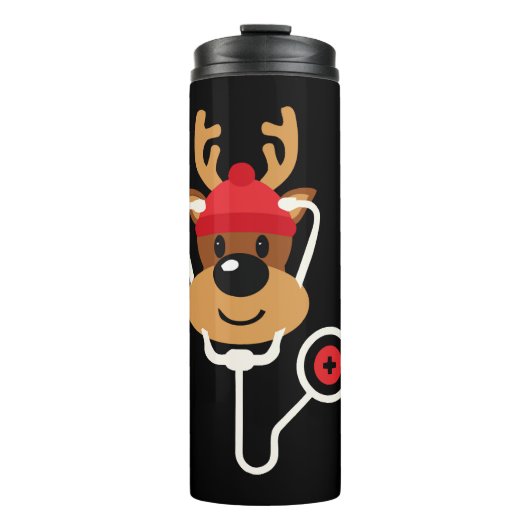 Niedlich Reindeer Nurse Thermosbecher (Vorderseite)