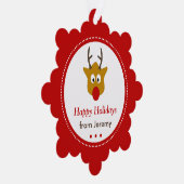 Niedlich Reindeer Roter Weihnachtsfeiertag Ornament Karte (Rechts)