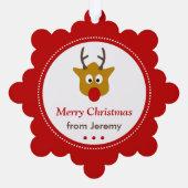 Niedlich Reindeer Roter Weihnachtsfeiertag Ornament Karte (Rückseite)