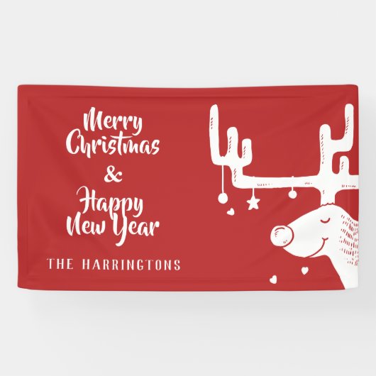 Niedlich Reindeer-Weihnachtsbanner Banner (Horizontal)