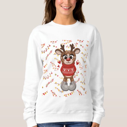 Niedlich Reindeer Xmas Sweatshirt (Vorderseite)