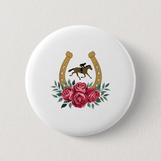 Niedlich Reitsport Rose KY 151. Derby Pferd Party Button (Vorderseite)