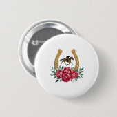 Niedlich Reitsport Rose KY 151. Derby Pferd Party Button (Vorne & Hinten)