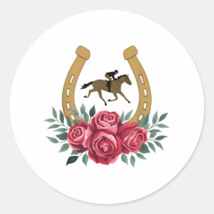Niedlich Reitsport Rose KY 151. Derby Pferd Party Runder Aufkleber