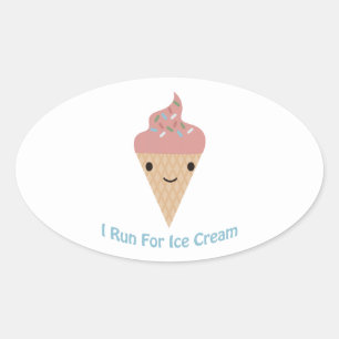 Niedlich renne ich auf Eis Ovaler Aufkleber