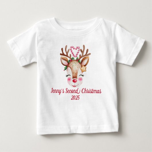Niedlich Rentier 1./2./3./4. Weihnachtsmann person Baby T-shirt (Vorderseite)