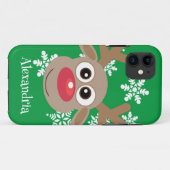 Niedlich Rentier Cartoon Weihnachtslustig Grün Case-Mate iPhone Hülle (Rückseite (Horizontal))
