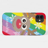 Niedlich Rentier Cartoon Weihnachtslustige Regenbo Case-Mate iPhone Hülle (Rückseite (Horizontal))