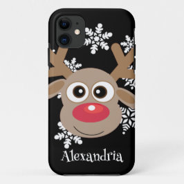 Niedlich Rentier Cartoon Weihnachtsspass Schwarz-w Case-Mate iPhone Hülle