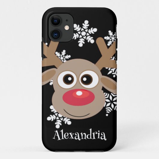 Niedlich Rentier Cartoon Weihnachtsspass Schwarz-w Case-Mate iPhone Hülle (Rückseite)
