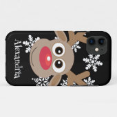 Niedlich Rentier Cartoon Weihnachtsspass Schwarz-w Case-Mate iPhone Hülle (Rückseite (Horizontal))