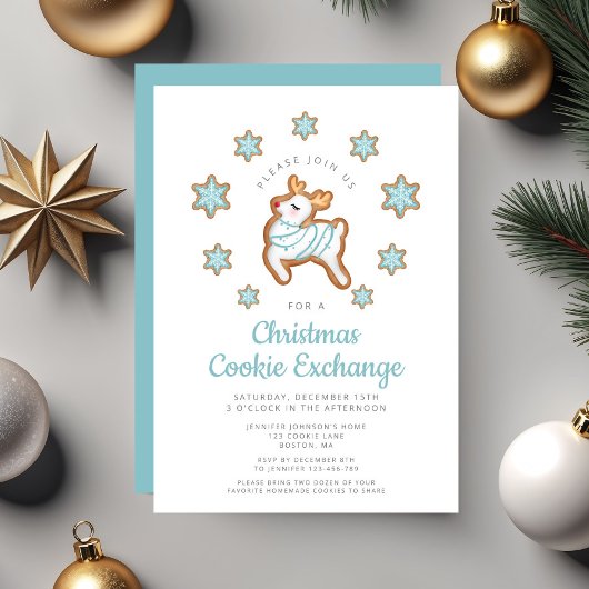 Niedlich Rentier Christmas Cookie Exchange Einladung