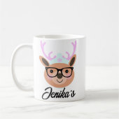Niedlich Rentier Christmas Scarf Hat Glasses Funny Kaffeetasse (Links)