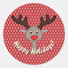 Niedlich Rentier Happy Holidays Weihnachtsauftakt Runder Aufkleber