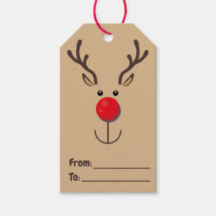 Niedlich Rentier Minimalistisch Face Brown Geschenkanhänger