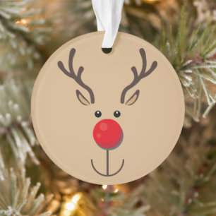 Niedlich Rentier Minimalistisch Face Brown Ornament