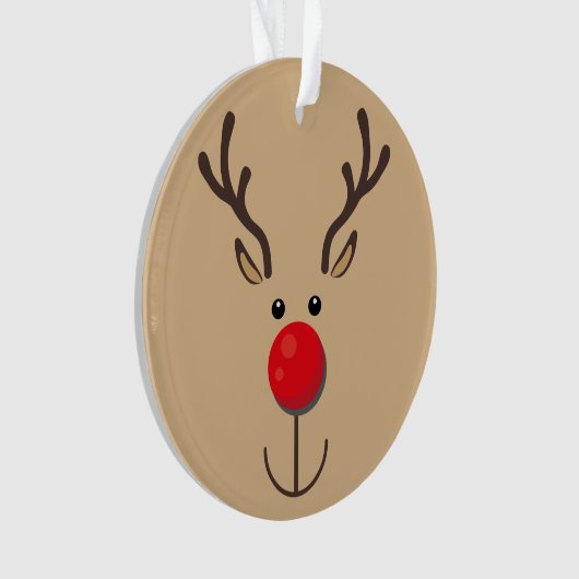 Niedlich Rentier Minimalistisch Face Brown Ornament (Vorderseite)