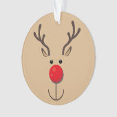 Niedlich Rentier Minimalistisch Face Brown Ornament (Vorderseite)