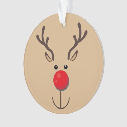 Niedlich Rentier Minimalistisch Face Brown Ornament (Vorderseite)