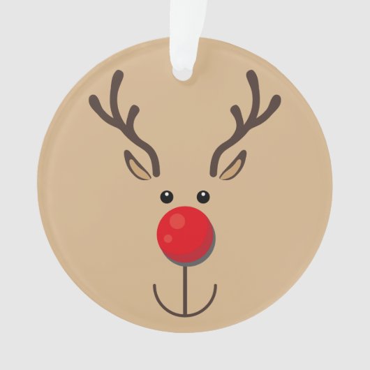 Niedlich Rentier Minimalistisch Face Brown Ornament (Vorderseite)
