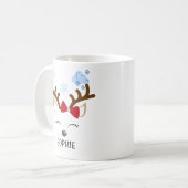 Niedlich Rentier Personalisierter Name Weihnachten Kaffeetasse (Vorderseite Links)