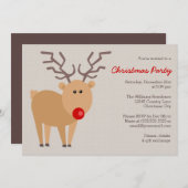 Niedlich Rentier Rustikales Weihnachtsfest Party Einladung (Vorne/Hinten)