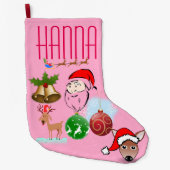 Niedlich Rentier Strumpf Sleigh Happy Holiday Großer Weihnachtsstrumpf (Vorderseite)