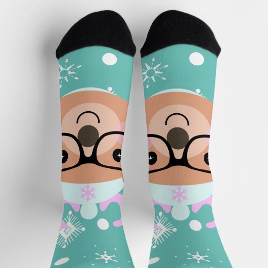 Niedlich Rentier Weihnachts-Party Scarf Hat Brille Socken (Oben)