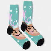 Niedlich Rentier Weihnachts-Party Scarf Hat Brille Socken (Rechts)