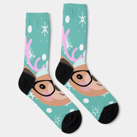 Niedlich Rentier Weihnachts-Party Scarf Hat Brille Socken (Rechts)