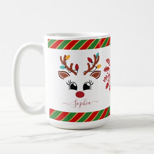 Niedlich Rentier Weihnachtskids Heiße Schokolade Kaffeetasse (Links)